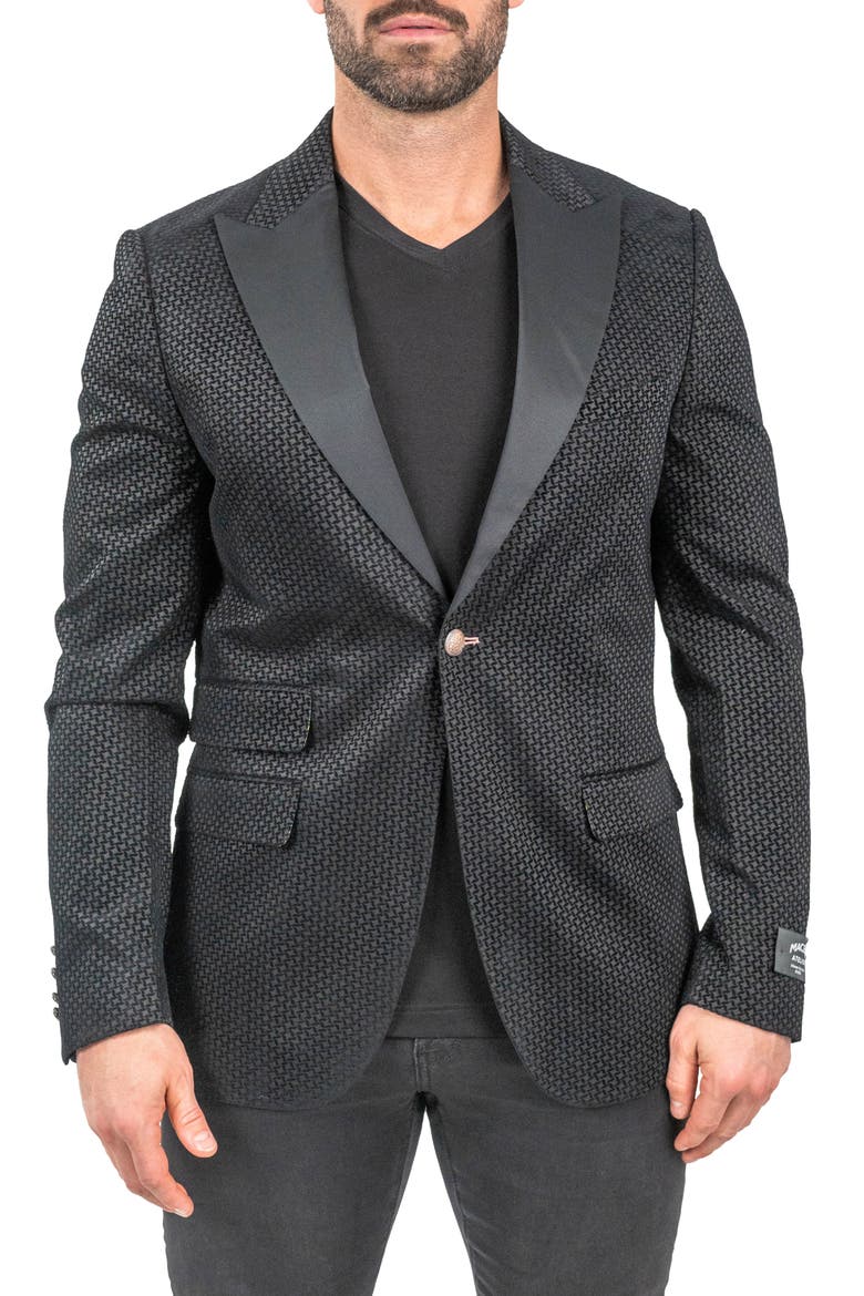 Interrupted Black One-Button Sport Coat, Main, color, BLACK