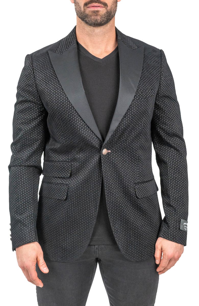 Maceoo Interrupted Black One-Button Sport Coat, Main, color, Black