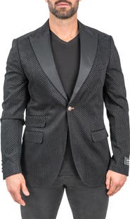 Maceoo Interrupted Black One-Button Sport Coat