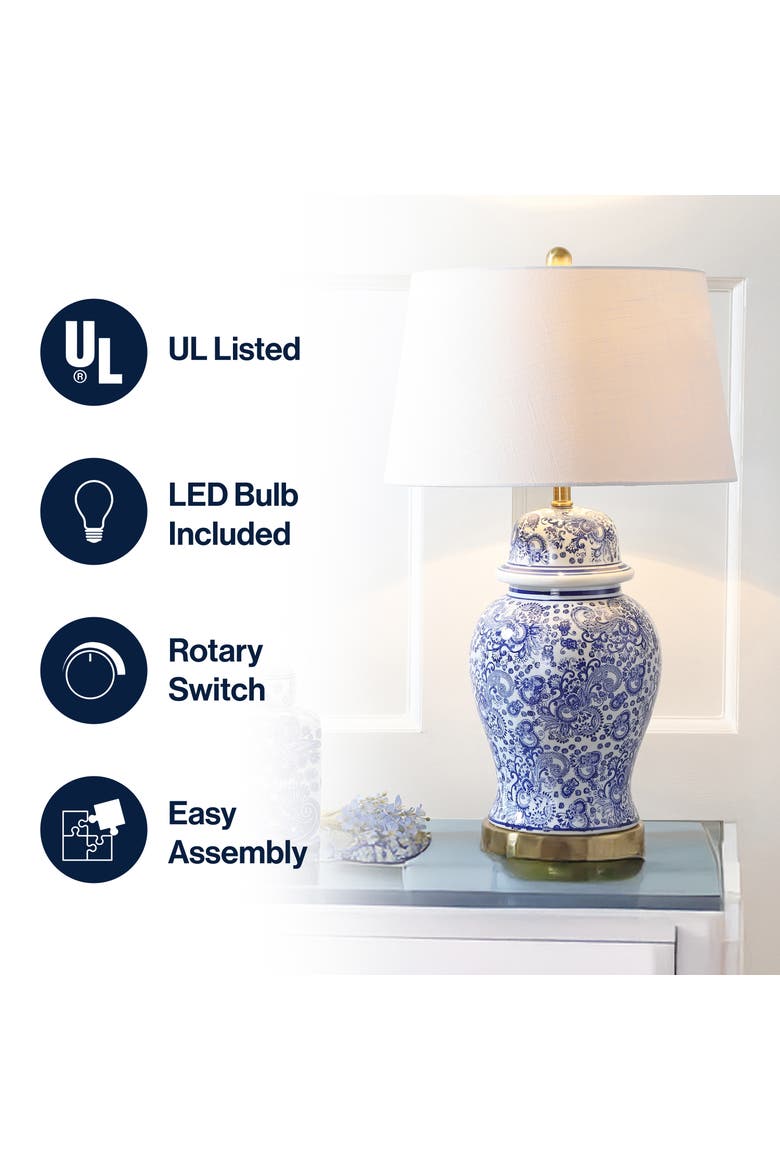 Ellis Chinoiserie Ceramic LED Table Lamp, Alternate, color, Blue/White
