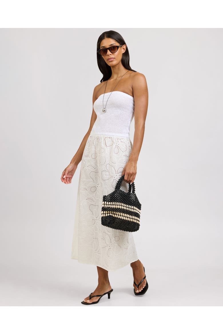 Crochet Knit Mix Media Dress, Alternate, color, White
