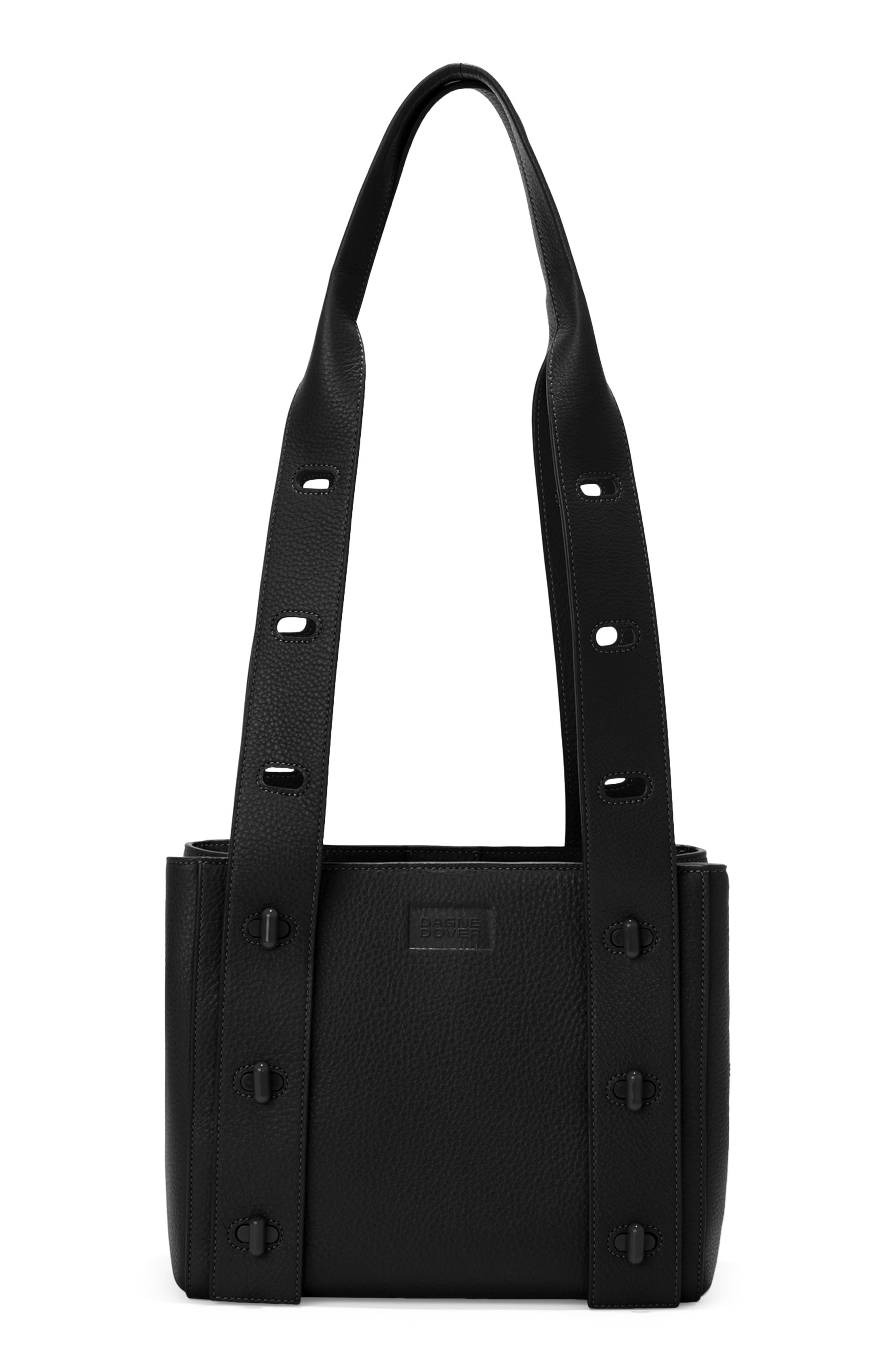 Dagne Dover Tokyo Turnlock Pebble Leather Tote, Main, color, 