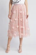 NIKKI LUND Audra Floral Appliqué Chiffon Maxi Skirt