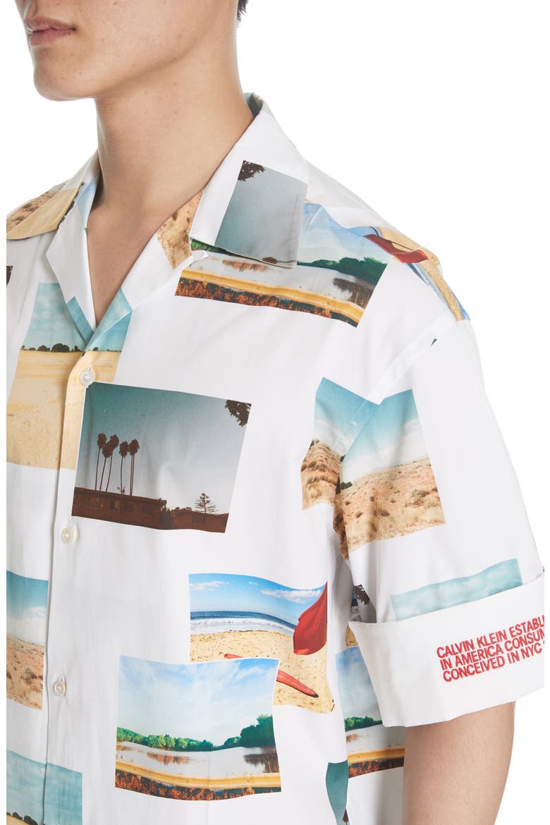Print Sport Shirt, Alternate, color, WHITE VIVID WARM