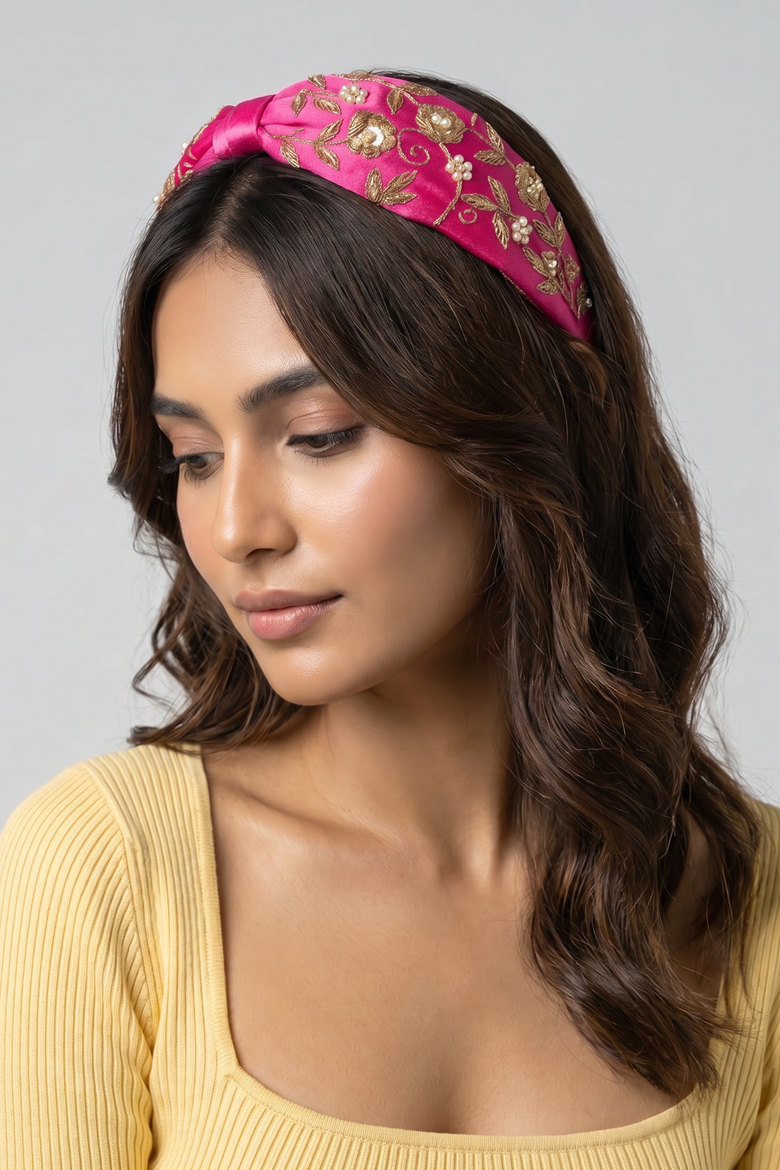 Fuchsia Meadow Twist Band, Alternate, color, Pink
