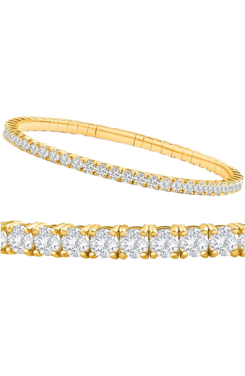Bliss Diamond 3Ct Flexible Round Cut Diamond Bangle Tennis Bracelet Lab Grown 14k Gold, Main, color, Yellow Gold