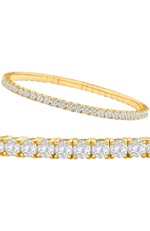 3Ct Flexible Round Cut Diamond Bangle Tennis Bracelet Lab Grown 14k Gold
