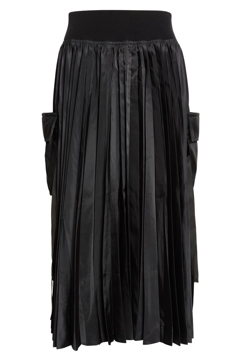 Pleated Cargo Midi Skirt, Main, color, BLACK