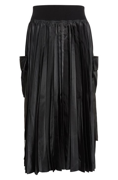 Pleated Cargo Midi Skirt