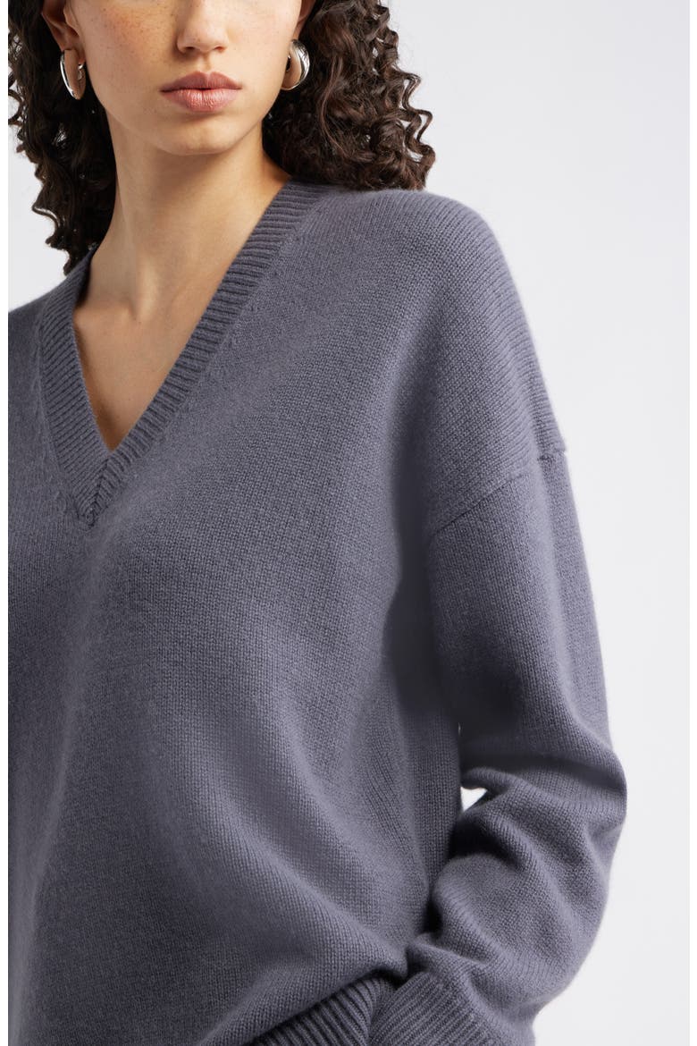 V-Neck Wool & Cashmere Sweater, Alternate, color, GREY AGATE
