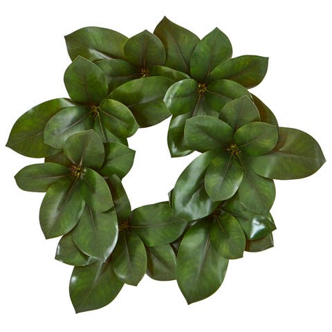22-in Magnolia Leaf Artificial Wreath