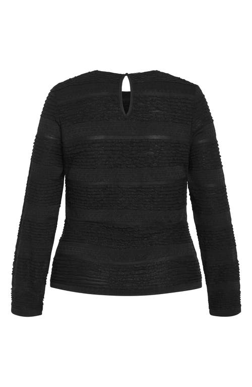 City Chic Amira Textured Long Sleeve Top In Black