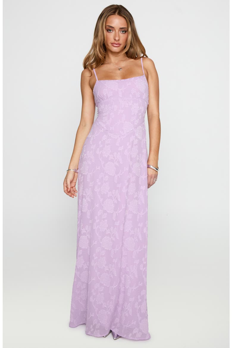 South of France Floral Burnout Maxi Dress, Alternate, color, LILAC