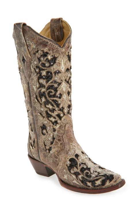 Sequin Mid Calf Western Boot (Women)