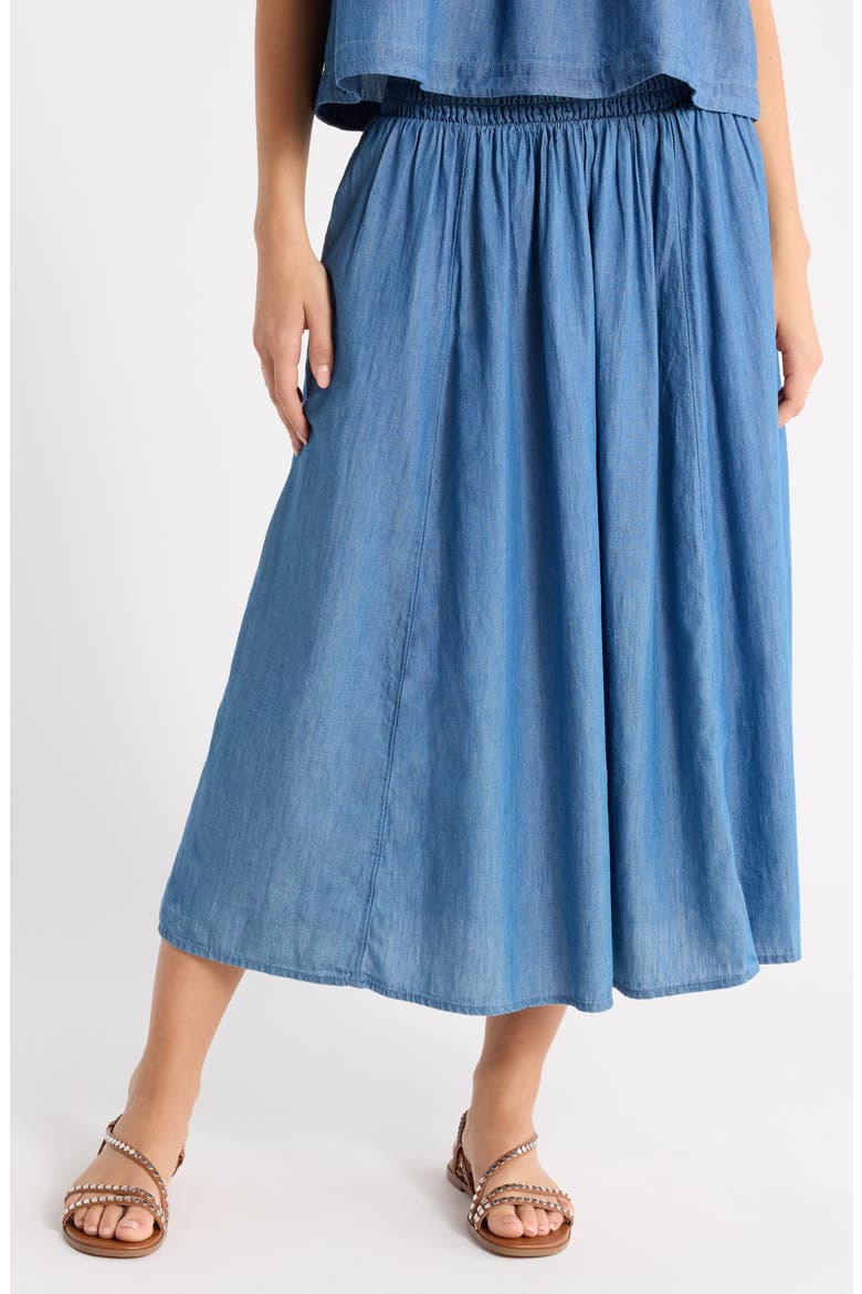 Chambray Maxi Skirt, Main, color, MEDIUM WASH