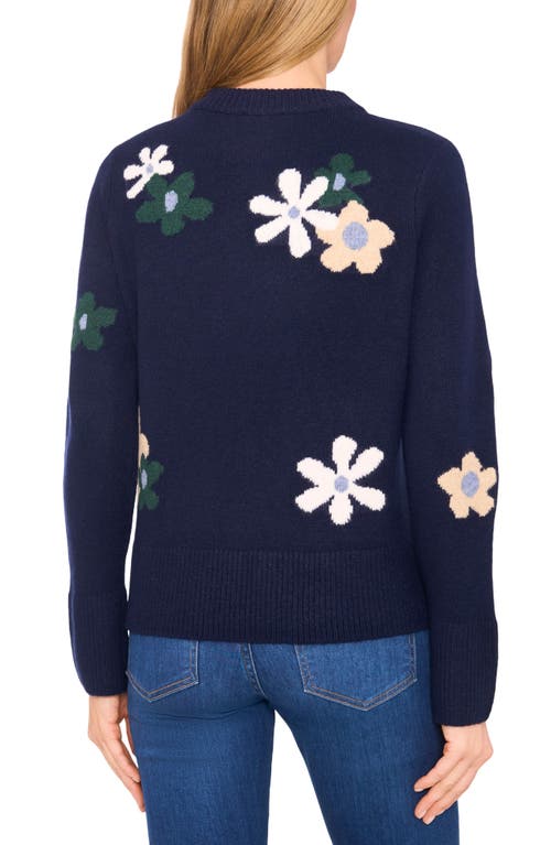 Cece Floral Crewneck Sweater In Multi