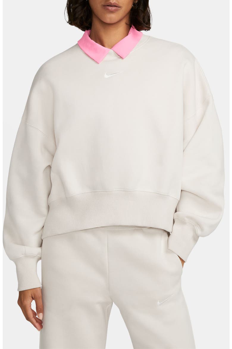 Phoenix Fleece Crewneck Sweatshirt, Main, color, 104 104 LT OREWOOD BRN/SAIL