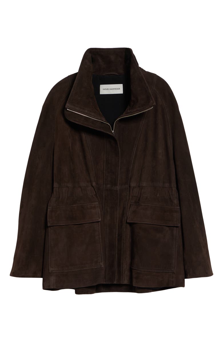 NOUR HAMMOUR Quai Suede Jacket, Alternate, color, Mocha