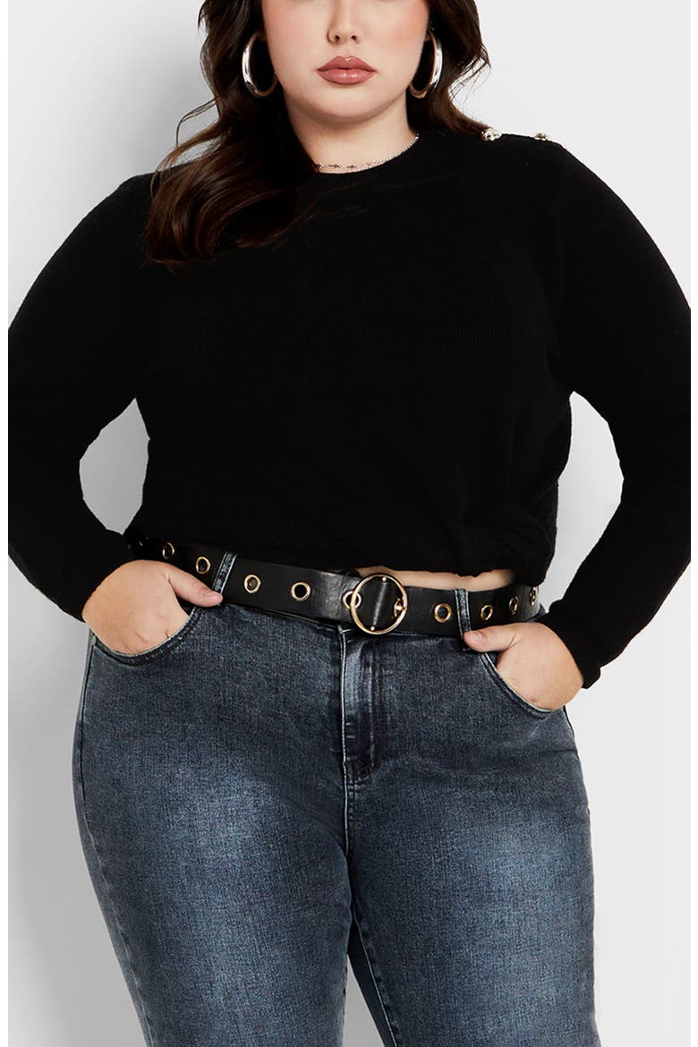 Royal Tie Hem Sweater, Main, color, BLACK