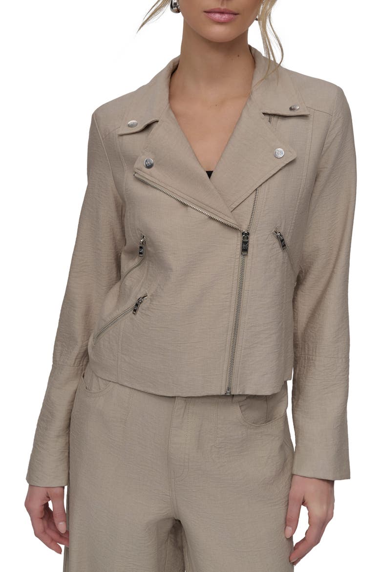 Crinkle Moto Jacket, Main, color, PEBBLE