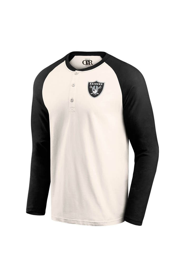 Men's Darius Rucker Collection by Fanatics Cream/Black Las Vegas Raiders Raglan Henley T-Shirt, Alternate, color, Cream