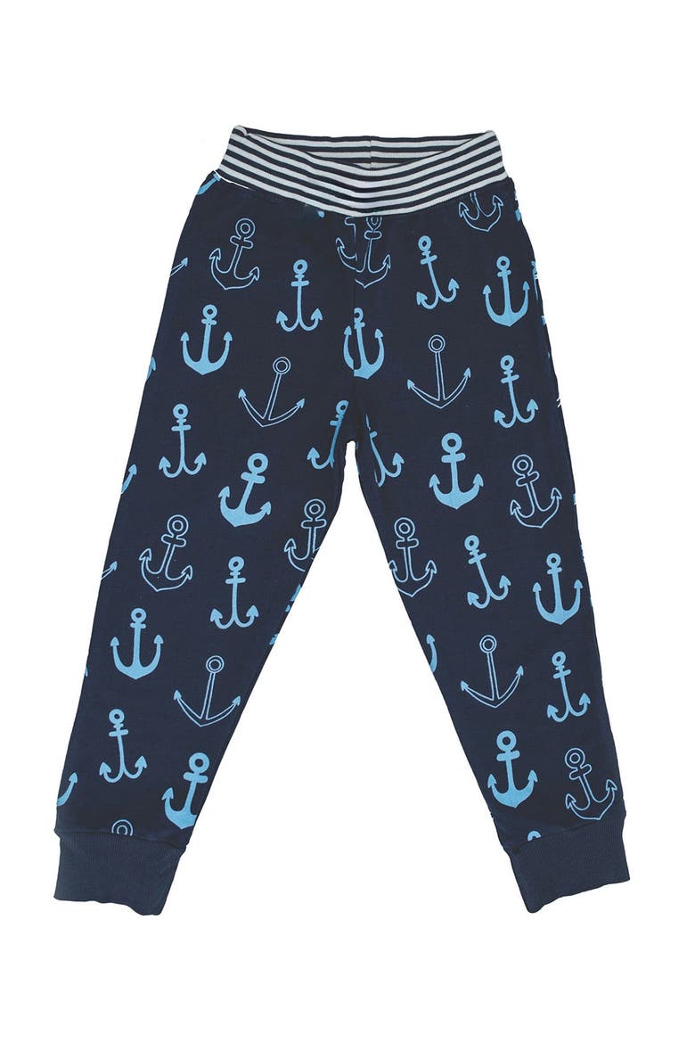 Organic Cotton Anchor Print Joggers, Main, color, Navy