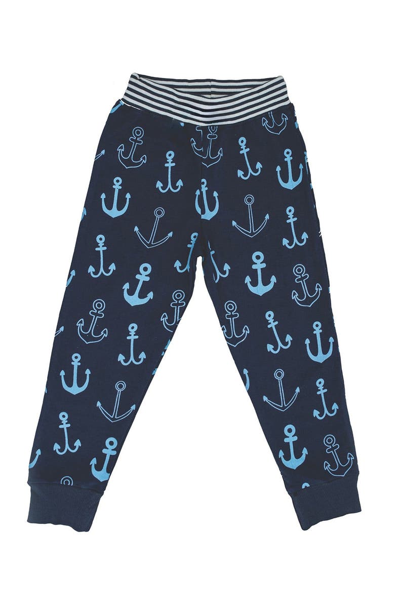 Lilly + Sid Organic Cotton Anchor Print Joggers, Main, color, Navy