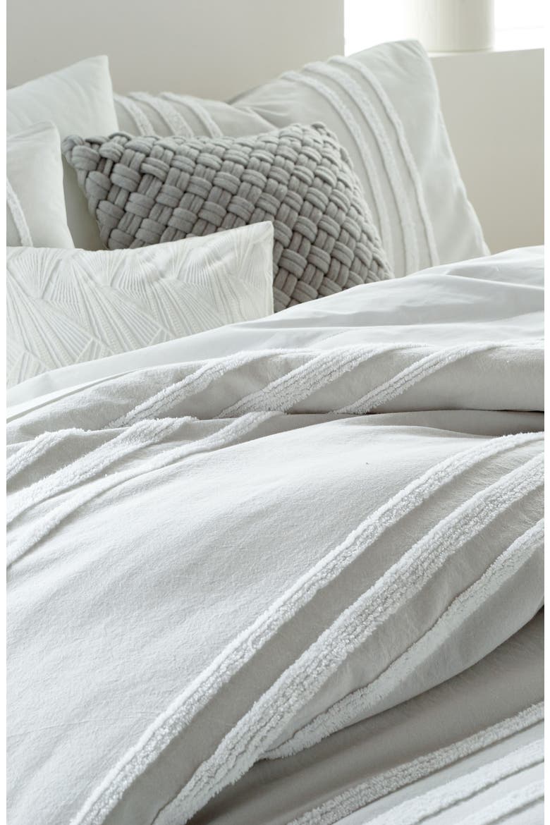 Chenille Stripe Comforter & Shams Set, Alternate, color, SILVER