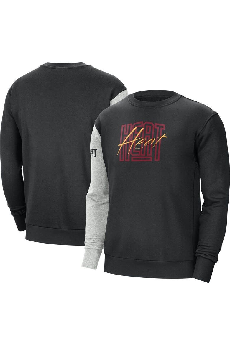 Men's Nike Black/Heather Gray Miami Heat Courtside Versus Force & Flight Pullover Sweatshirt, Main, color, Black