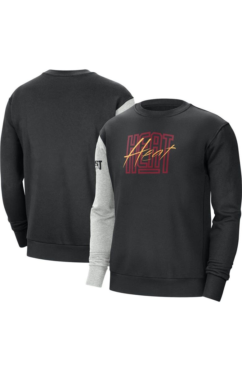 Nike Men's Nike Black/Heather Gray Miami Heat Courtside Versus Force & Flight Pullover Sweatshirt, Main, color, Black