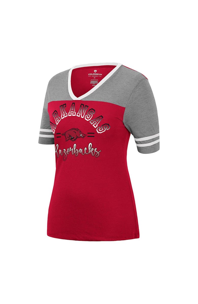 COLOSSEUM Women's Colosseum Cardinal/Heathered Gray Arkansas Razorbacks There You Are V-Neck T-Shirt, Alternate, color, 