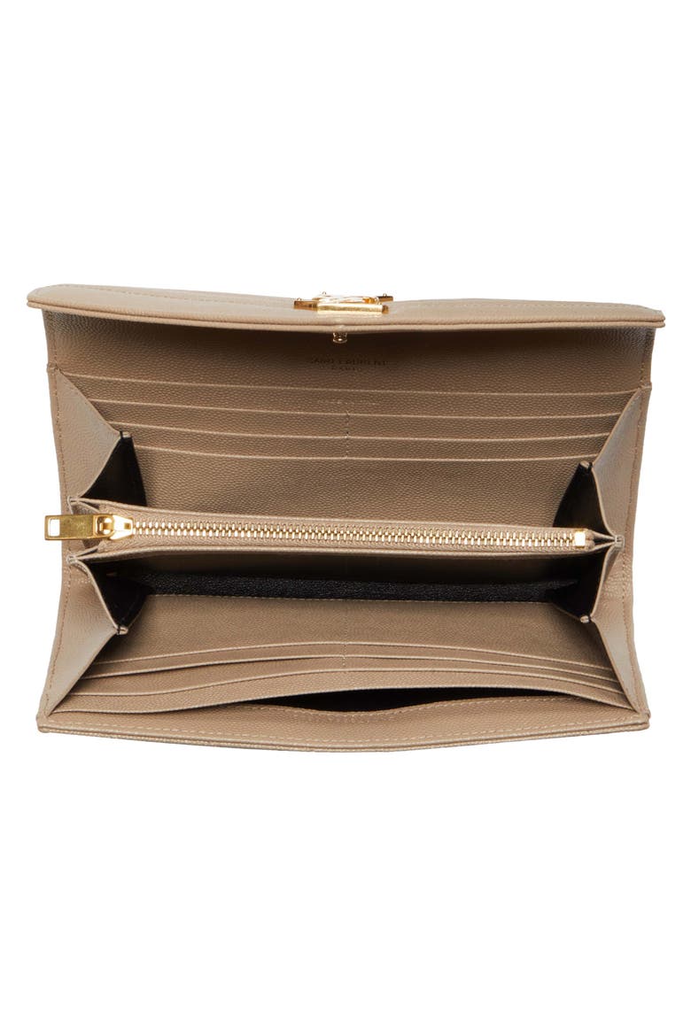 Monogramme Logo Leather Flap Wallet, Alternate, color, 2721 DARK BEIGE