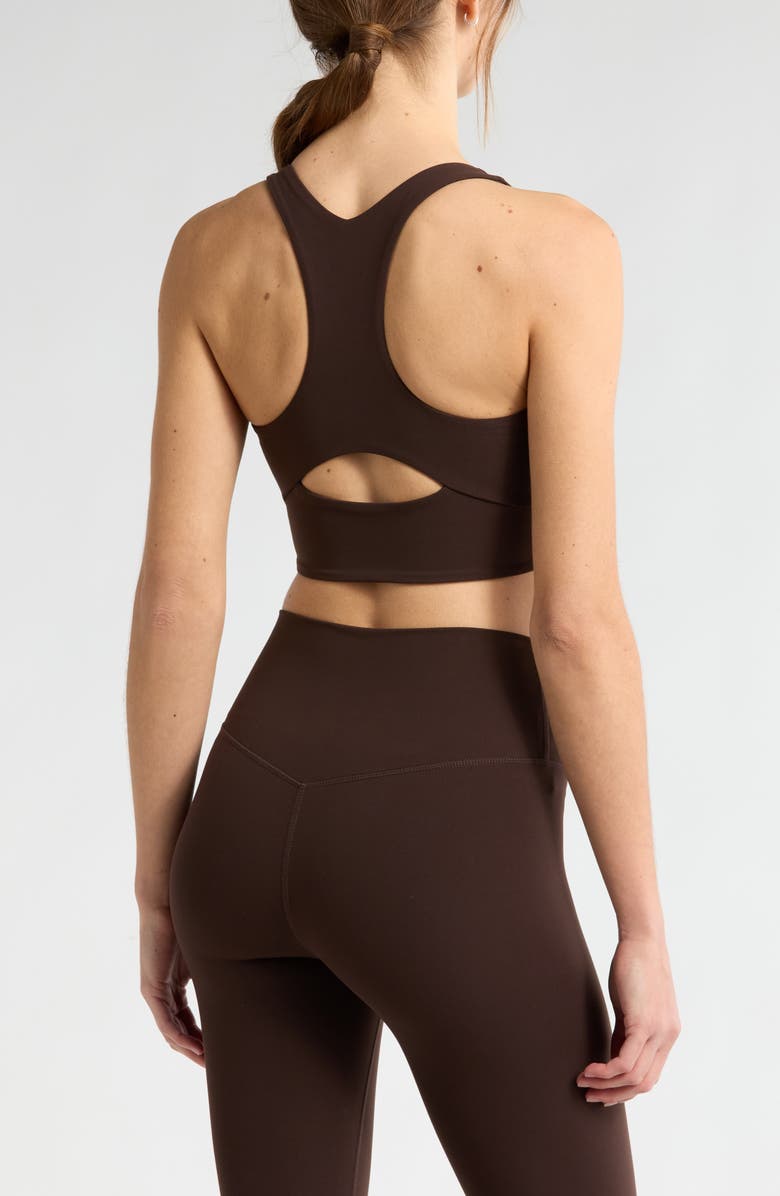 Zella Studio Luxe V-Neck Racerback Sports Bra, Alternate, color, Brown Mole