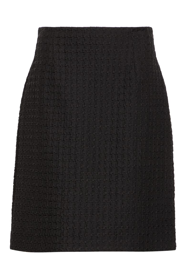 High Waist Textured Houndstooth Jacquard Skirt, Alternate, color, BLACK
