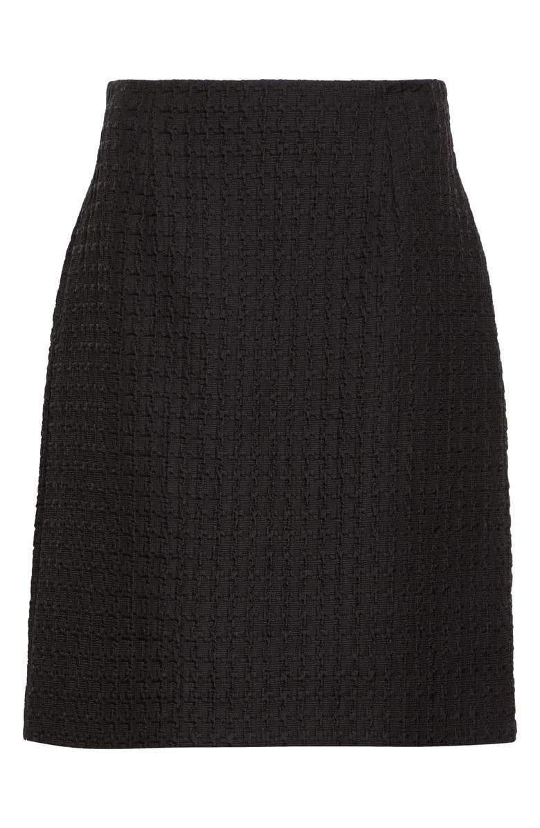 Lafayette 148 New York High Waist Textured Houndstooth Jacquard Skirt, Alternate, color, Black