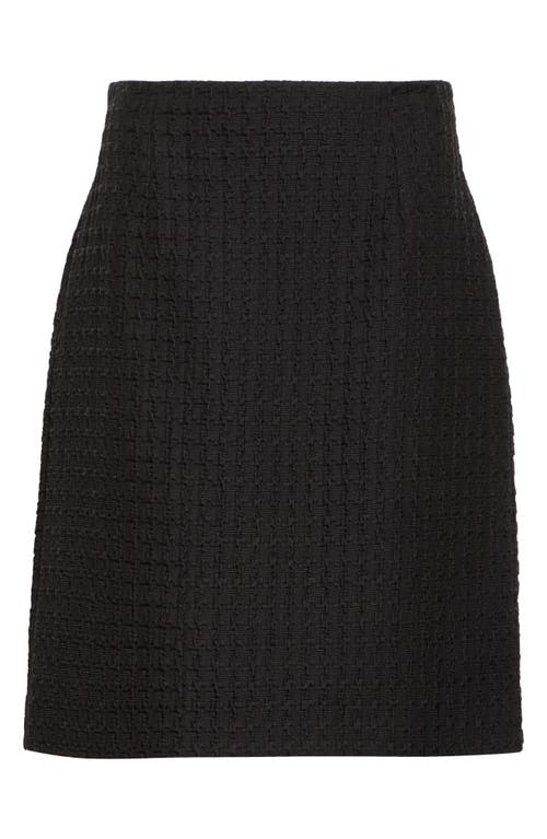 Lafayette 148 New York High Waist Textured Houndstooth Jacquard Skirt In Black