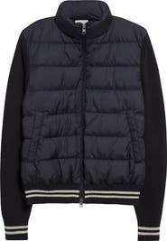 Moncler Quilted Down & Cotton Knit Cardigan