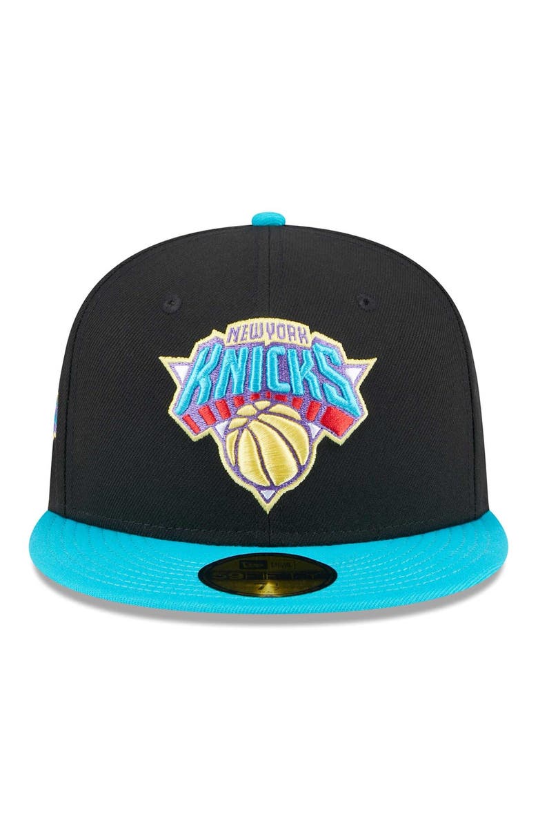 New Era Men's New Era Black/Turquoise New York Knicks Arcade Scheme 59FIFTY Fitted Hat, Alternate, color, 