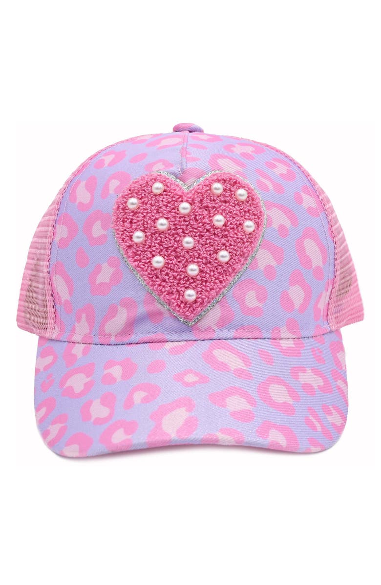 OMG Accessories Kids' Floral Heart Trucker Hat, Alternate, color, Peony
