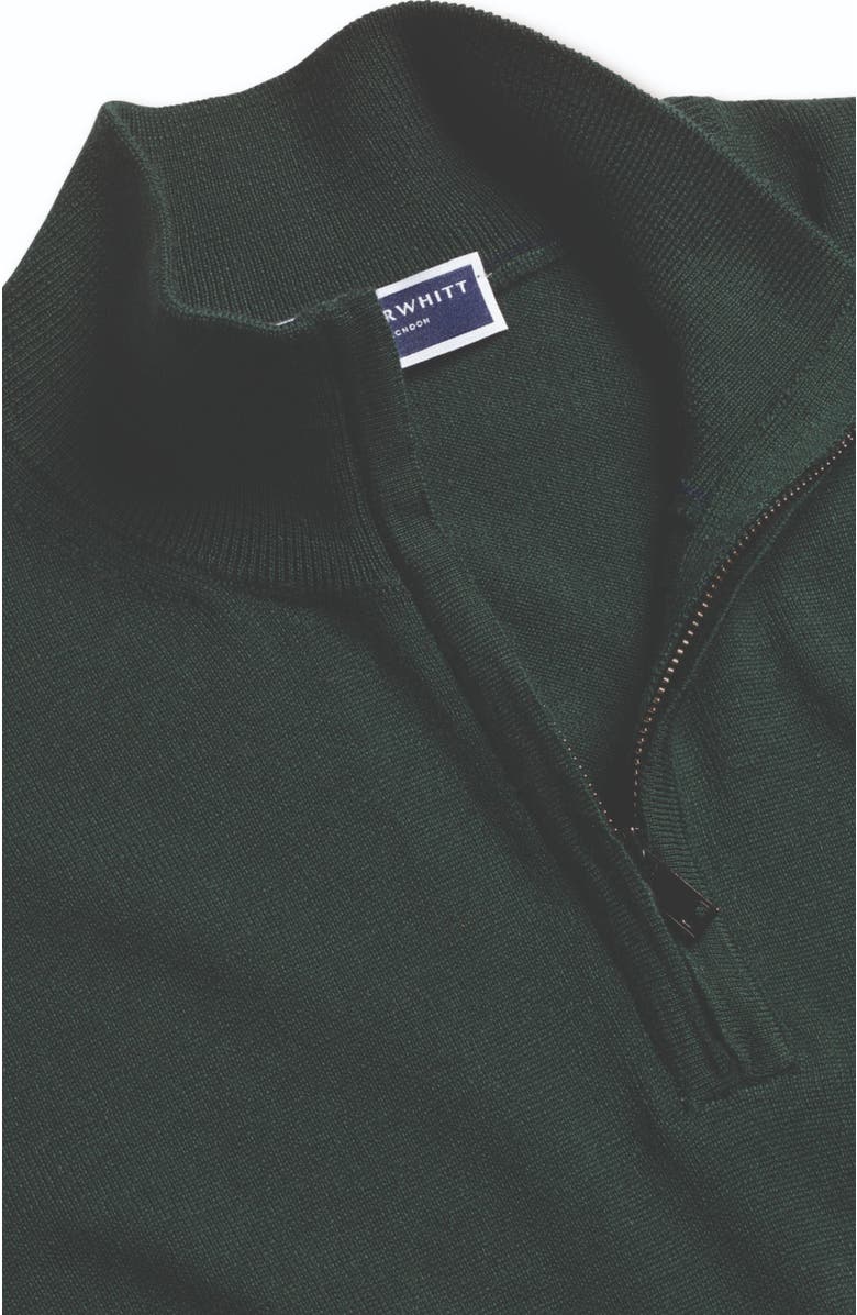 Charles Tyrwhitt Pure Merino Zip Neck Sweater, Alternate, color, Forest Green