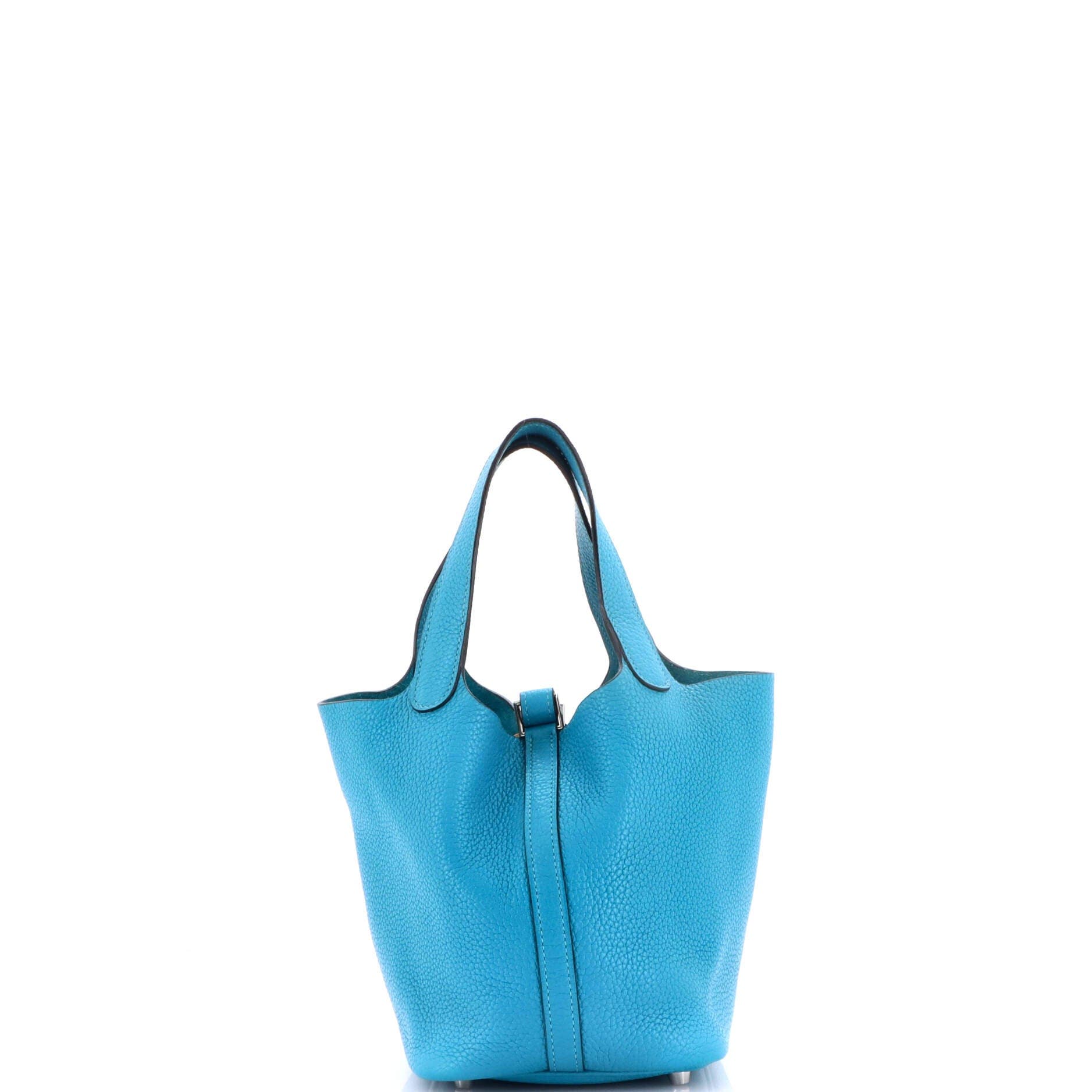 Pre-Owned Hermes Picotin Lock Bag Clemence PM, Alternate, color, Turquoise