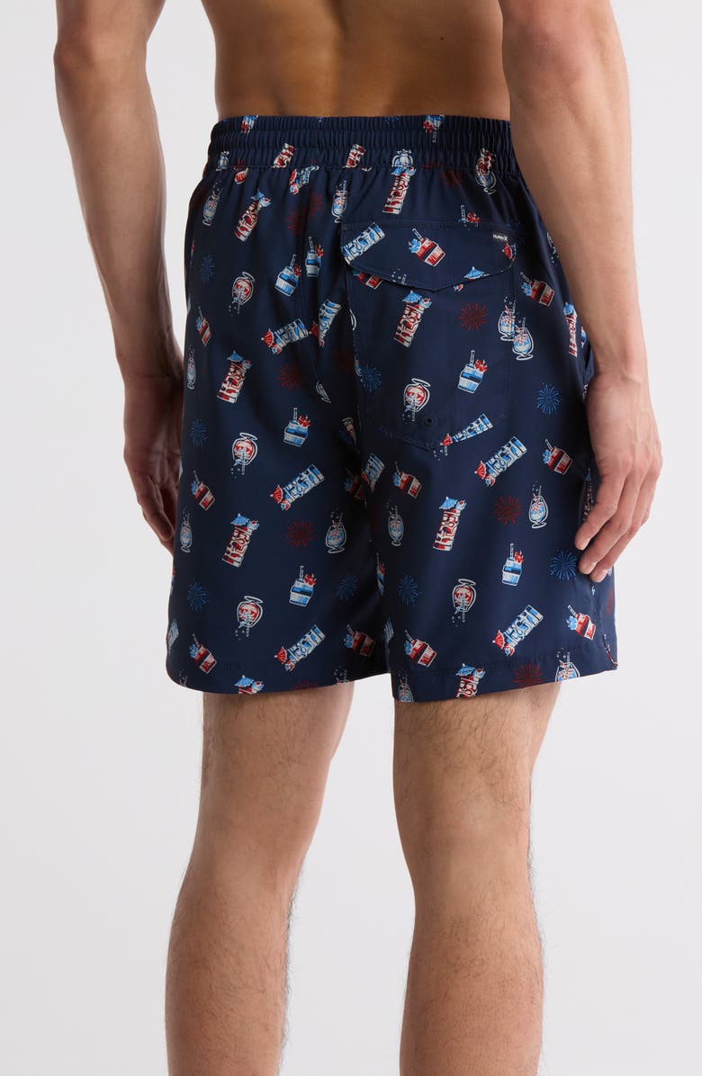 Hurley Freaky Tiki Volley Swim Shorts, Alternate, color, Obsidian