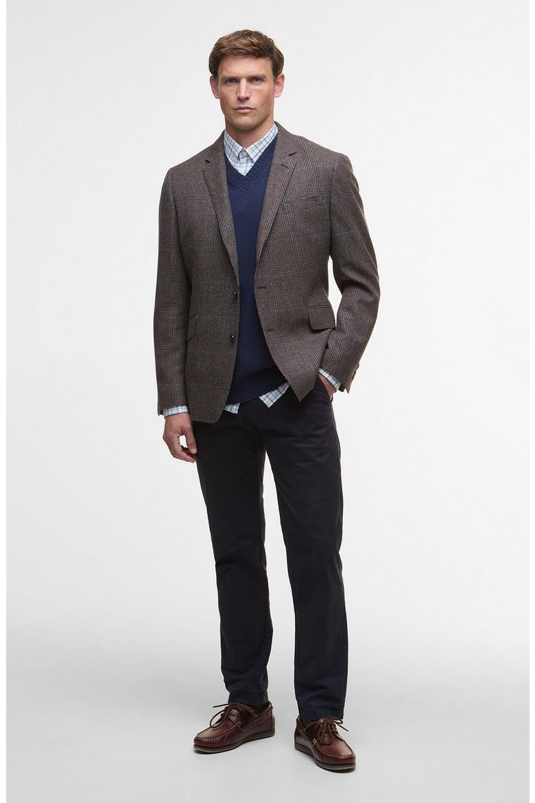 Maxfield Brown Country Check Wool Blend Sport Coat, Alternate, color, BROWN