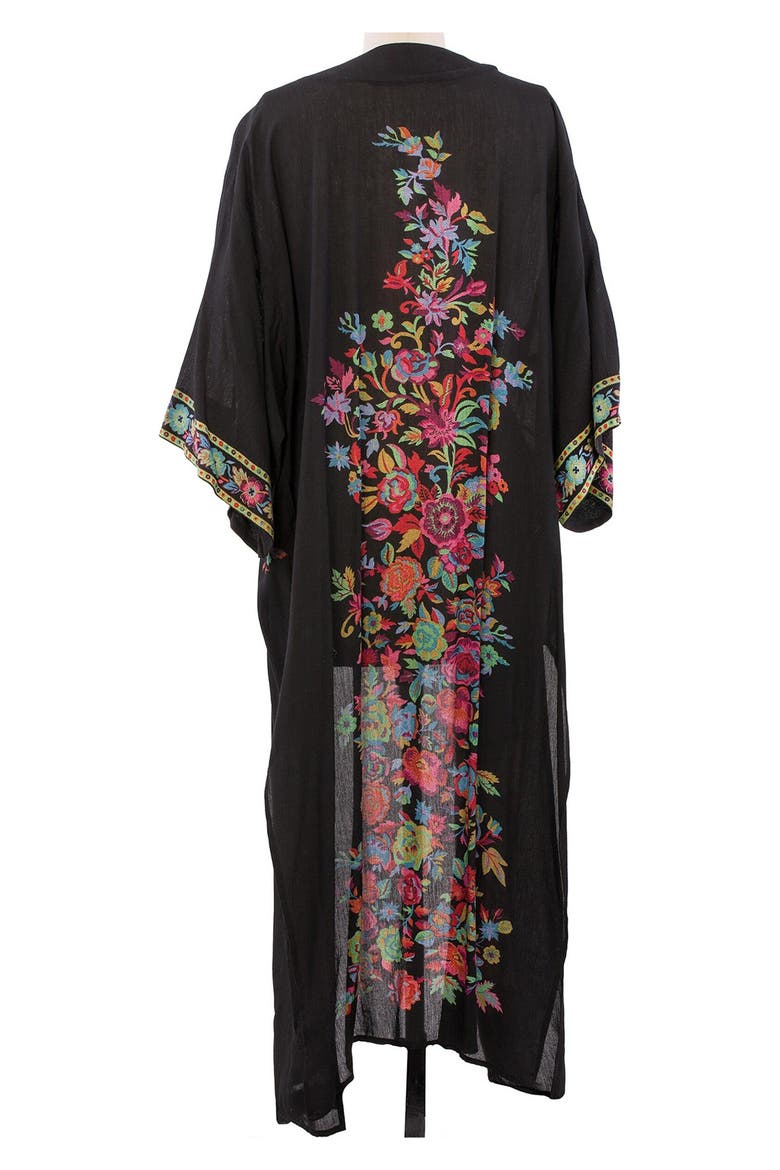 Midnight Floral Garden Ruana, Alternate, color, BLACK