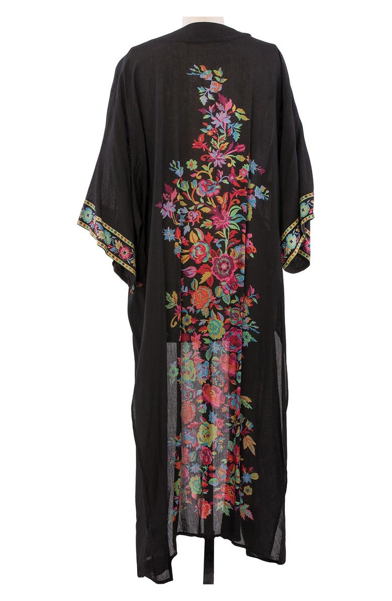 SAACHI Midnight Floral Garden Ruana, Alternate, color, Black