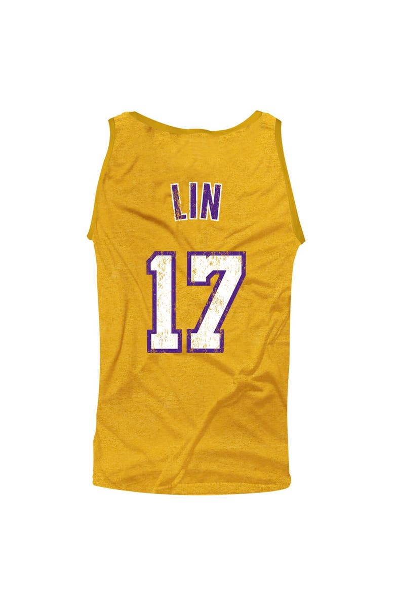 Majestic Threads Jeremy Lin Los Angeles Lakers Majestic Threads Player Tri-Blend Tank Top - Gold, Alternate, color,