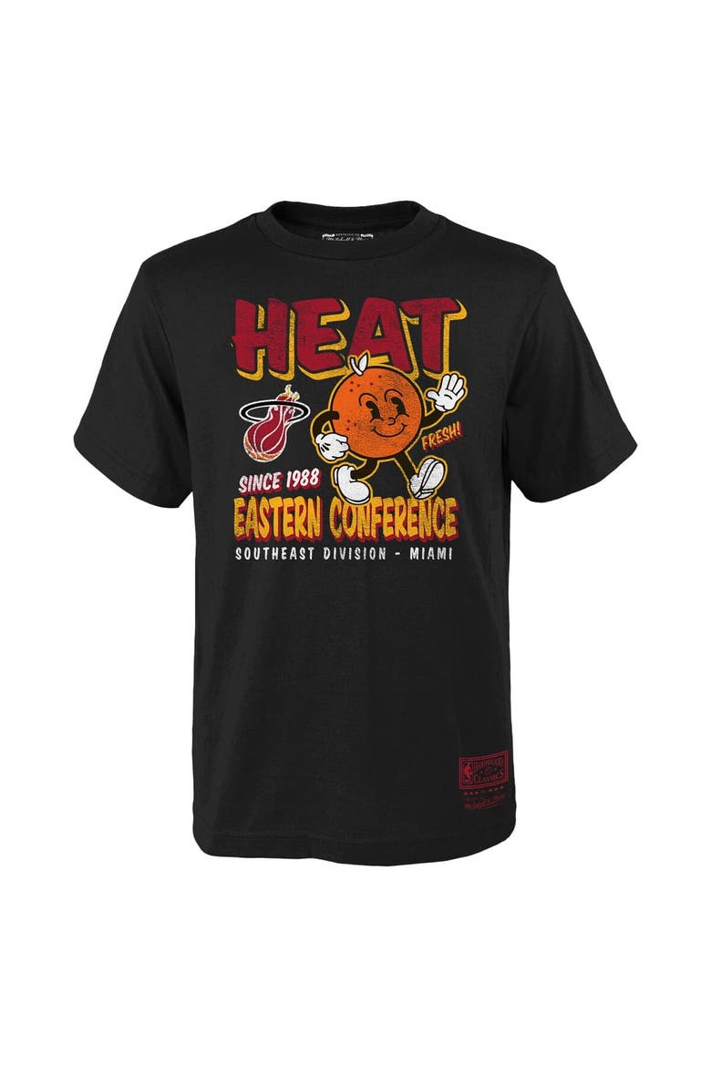 Youth Mitchell & Ness Black Miami Heat Concession Food Character T-Shirt, Main, color, Black