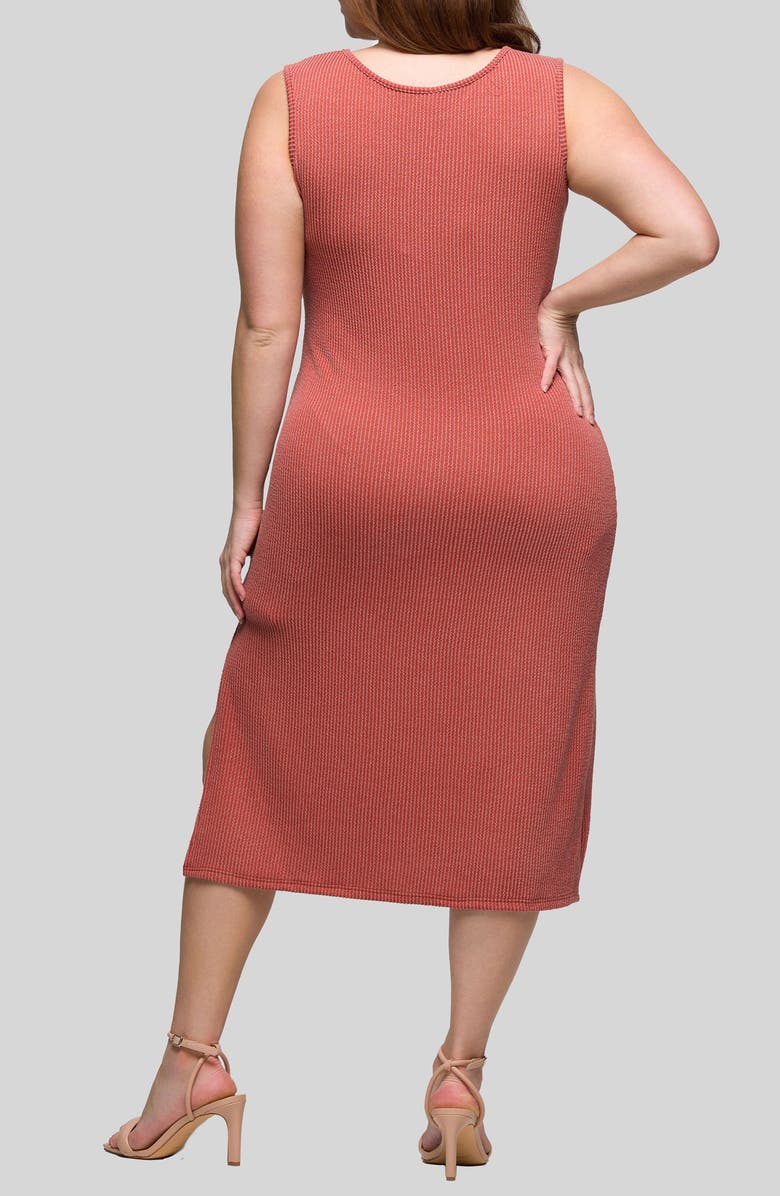 24seven Comfort Apparel Sleeveless Rib Midi Dress, Alternate, color, Brick
