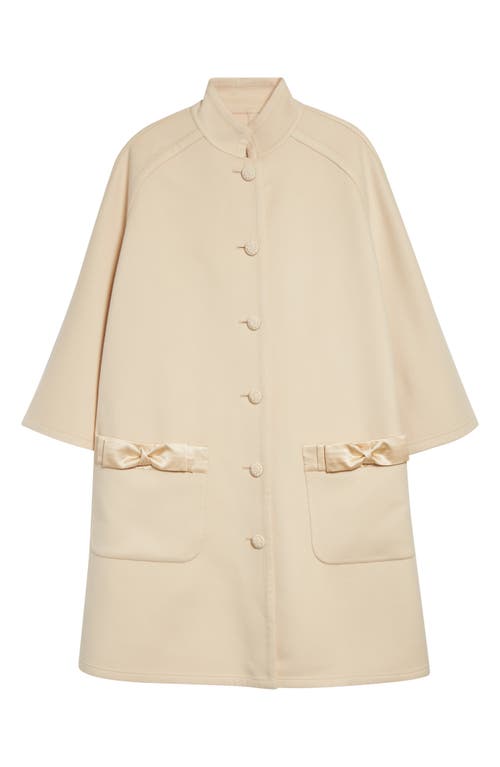 Valentino Garavani Bow Trim Wool & Cashmere Coat In Neutral