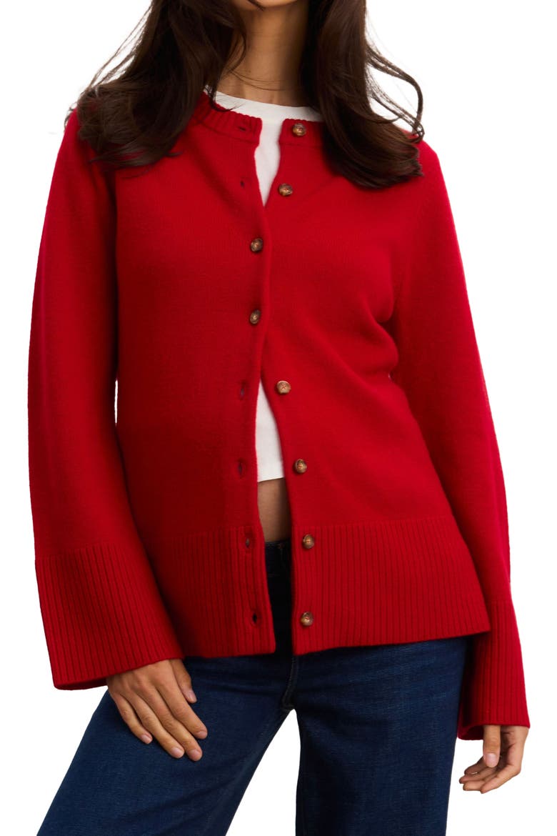 The Celine Contour Cardigan, Main, color, Cherry